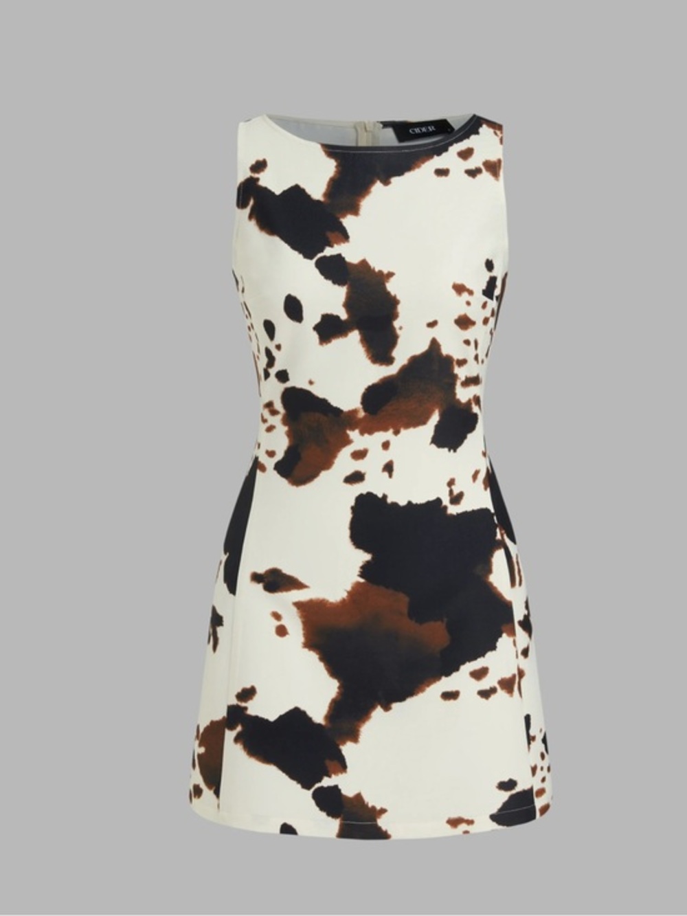 NWT CIDER BOAT NECK LEOPARD PRINT ZIPPER MINI DRESS